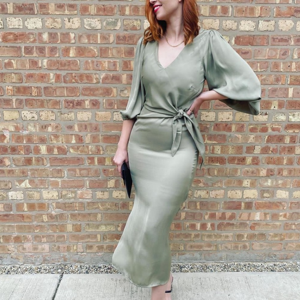 Olive Green Petal & Pup Long Sleeve Dress